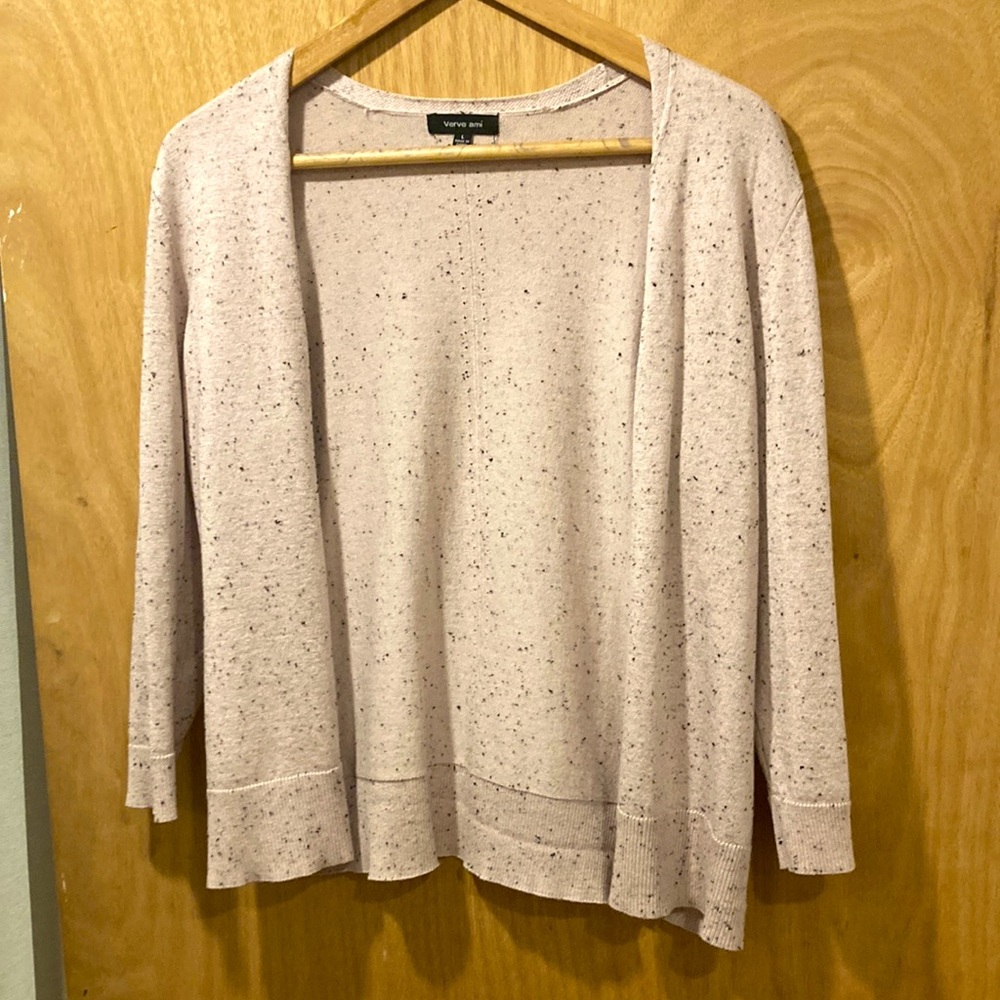 Verve Ami delicate pink cardigan with embroidery detail